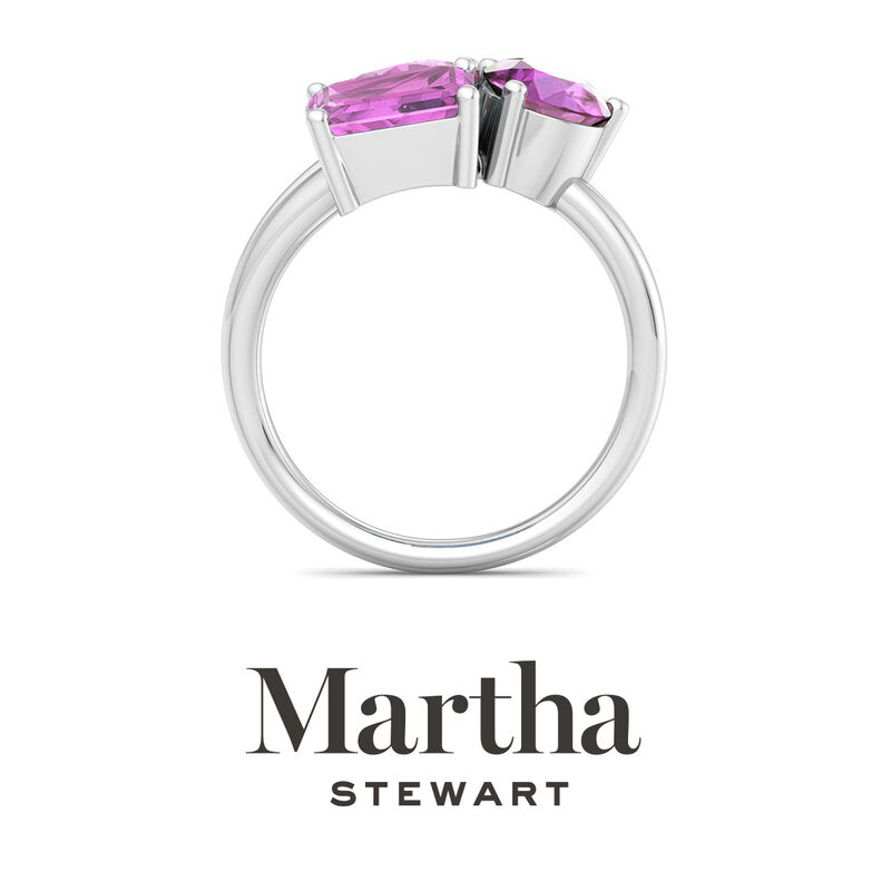 Martha Stewart 3 3/4ctw. Pink Sapphire Three Stone Cluster Ring In Sterling Silver image number null